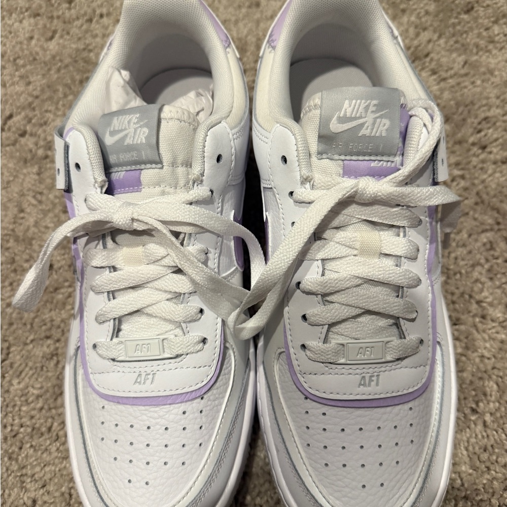 Nike AF1 Shadow White and Lilac Sneakers